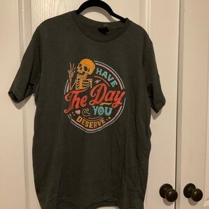 Dark Tee with Skeleton Graphic